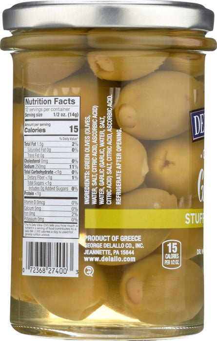 DELALLO: Garlic Stuffed Olives Jar, 5.8 oz
