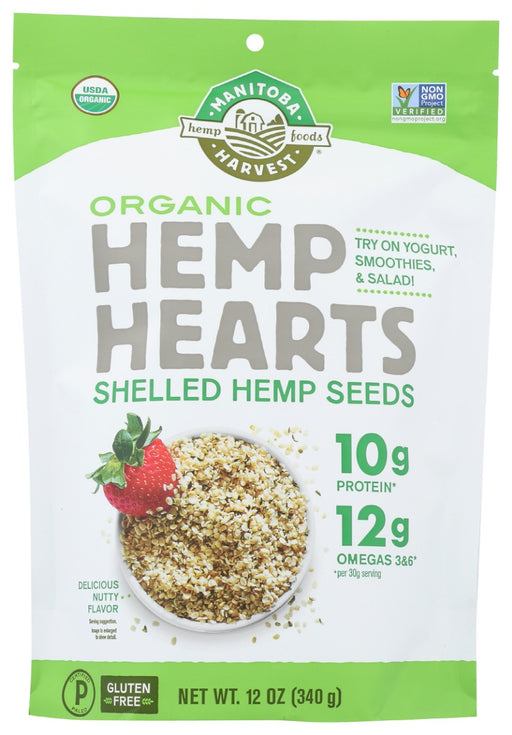 Shelling the hemp seed reveals the most nutritious and tender part of the seed: the heart. Ready to eat right out of the bag, Manitoba Harvest hemp hearts offer nutrition seekers a simple and delicious ingredient that adds plant protein and nutrients to any recipe or meal.