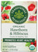 Organic Hawthorn with Hibiscus tea promotes heart health with high-quality hand-picked leaves, berries, and flowers.*