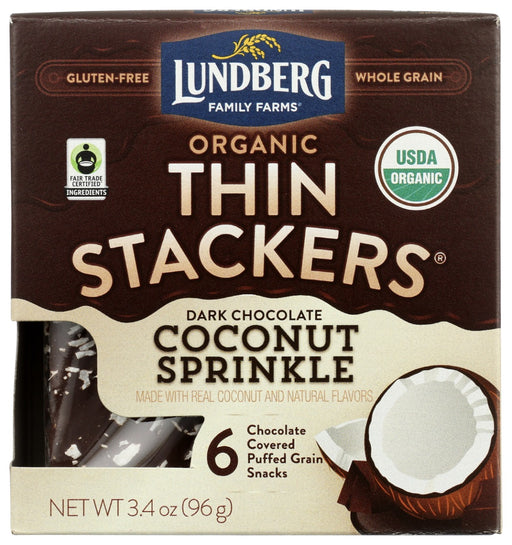LUNDBERG: Organic Chocolate Thin Stackers Coconut Sprinkle, 3.4 oz