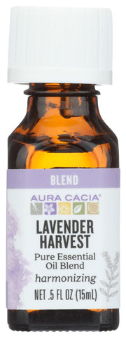 Aura Cacia Lavender Harvest is a combination of different lavender essential oils with relaxing properties and a floral aroma.