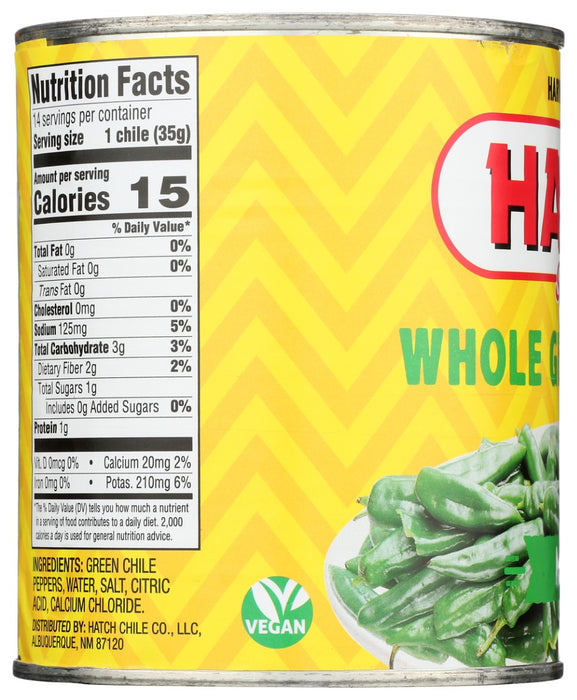 HATCH: Whole Green Chiles Mild, 27 oz