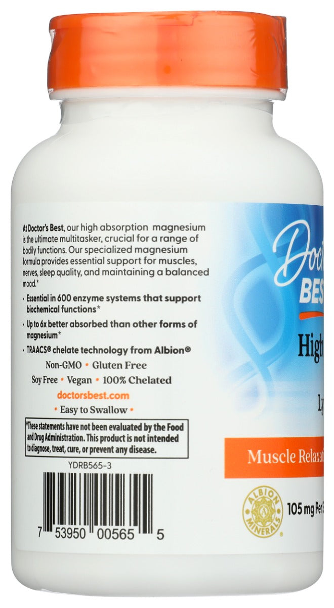 DOCTORS BEST: High Absorption Magnesium 105 mg, 120 vc
