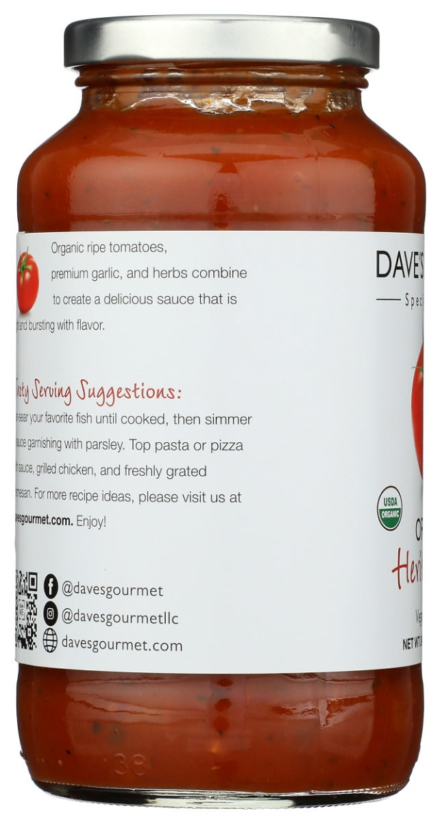 DAVES GOURMET: Organic Heritage Red Pasta Sauce, 24 oz
