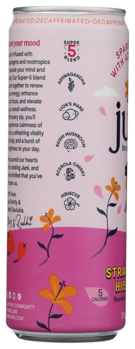 JUNI: Strawberry Hibiscus Sparkling Tea with Adaptogens, 12 fo