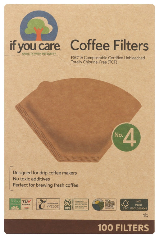 Our cone filters feature a strong œnever break patented wave seam, which assures the strength and integrity of the filters.  They will not affect the taste of your coffee and will reduce the amount of pollution in our environment because like all If You Care paper products, these coffee filters are totally chlorine-free, so they do not release chlorine or chlorine derivatives into our lakes, rivers and streams.
