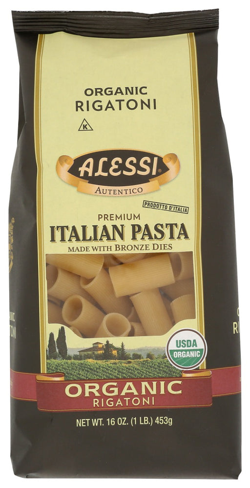 Alessi Organic Rigatoni is a perfect pasta for thicker, meaty sauces or baked pasta casseroles. The texture of the bronze dies allows for the sauce to better adhere to the pasta.
