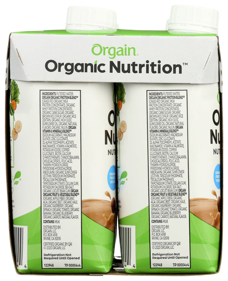 ORGAIN: Organic Nutrition Shake Iced Cafe Mocha 4Pk, 44 fo