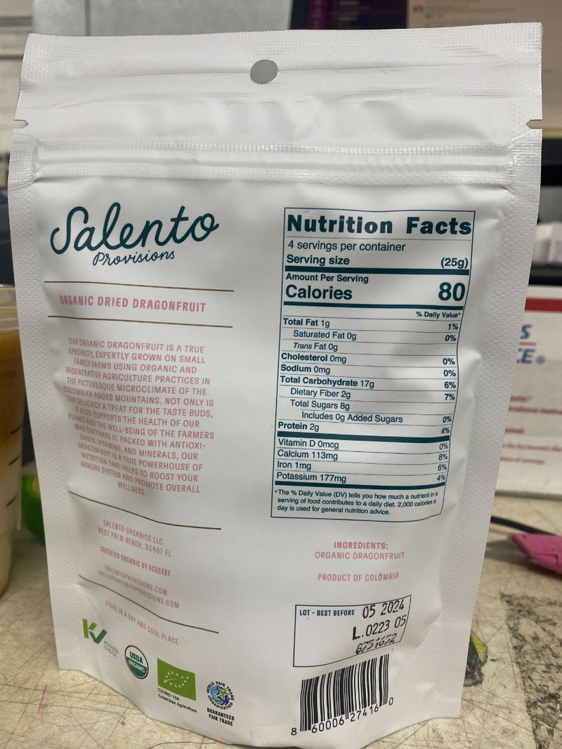 SOLENTO PROVISIONS: Organic Dried Dragonfruit, 3.5 oz