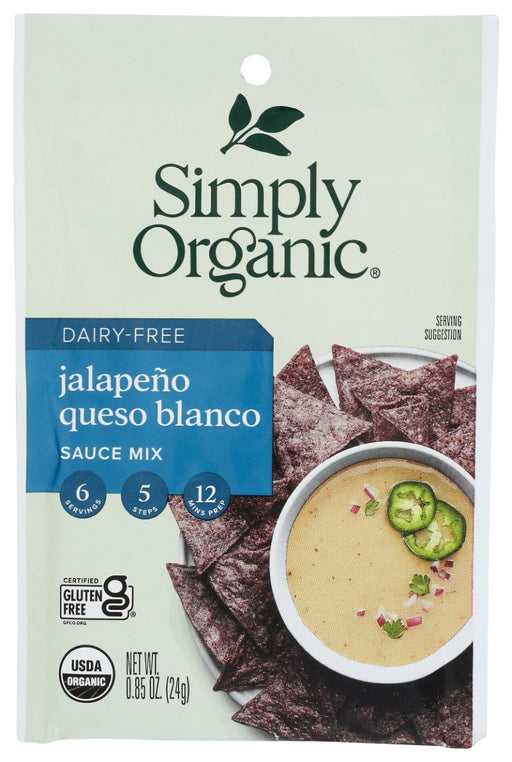 SIMPLY ORGANIC: Dairy Free Jalapeño Queso Blanco Sauce Mix, 0.85 oz