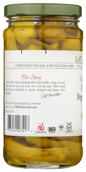 JEFFS GARDEN: Whole Golden Greek Peperoncini, 12 oz