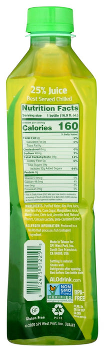 ALO: Allure Aloe Vera Mangosteen Mango Juice Drink, 16.9 fo