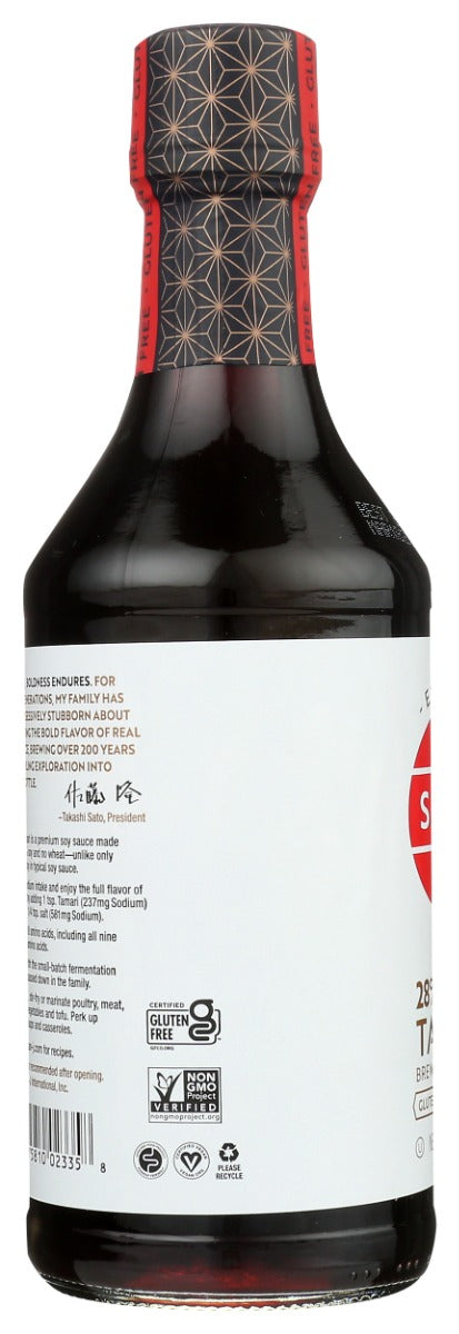 SAN J: Tamari 28 Less Sodium Soy Sauce, 20 oz