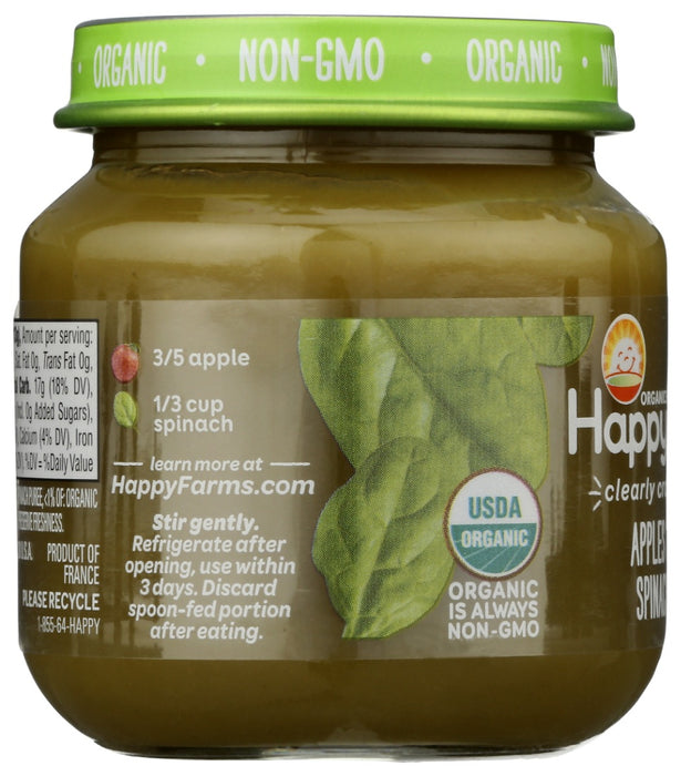HAPPY BABY: Apples and Spinach Jar Baby Food, 4 oz