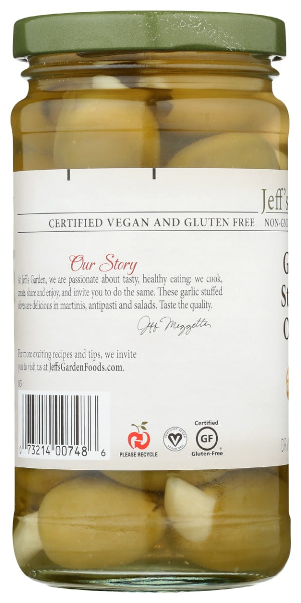JEFFS GARDEN: Garlic Stuffed Olives, 7.5 oz
