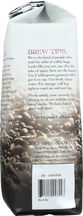JIMS ORGANIC COFFEE: Colombian Santa Marta Montesierra Whole Bean Coffee, 12 oz
