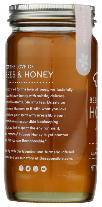 BEE HARMONY: Jasmine Infused Honey, 12 oz