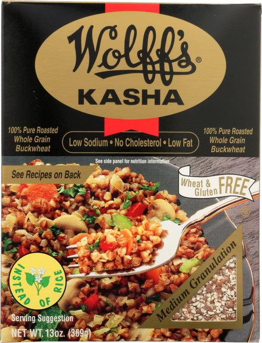 Wolff's Kasha is a delicious pantry staple made with 100% stone-ground buckwheat and passed down through generations! Its nutty, bold and delicious flavor comes from dry roasting hearty buckwheat groats.
Kasha can be steamed, boiled or baked. Add kasha to any meal to enjoy its textured flavor. Plus, it's easy to cook and ready in 10 minutes!