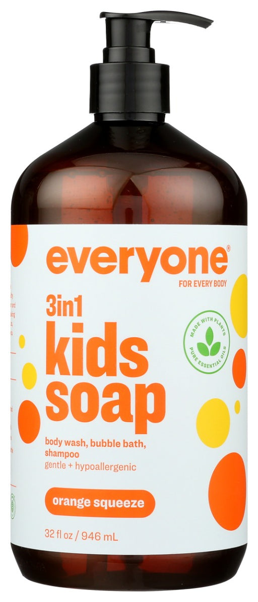 Bathtime just got a whole lot easier. Our Kids Orange Squeeze 3in1 Soap is a zesty do-it-all cleanser that will give your kiddos a bright refresh from head to toe. Use it as a shampoo, body wash, or bubble bath to splash your little ones with a burst of orange pure essential oil without a fuss. Fewer products means less clutter and more time for fun.