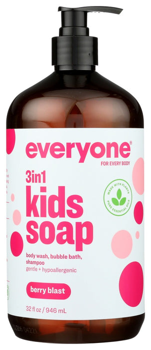 Bathtime just got a whole lot easier. Our Kids Berry Blast 3in1 Soap is a fruity do-it-all cleanser that will give your kiddos a refresh from head to toe. Use it as a body wash, shampoo, or bubble bath to splash your little ones with berry extracts and pure essential oils without a fuss. Fewer products means less clutter and more time for fun.