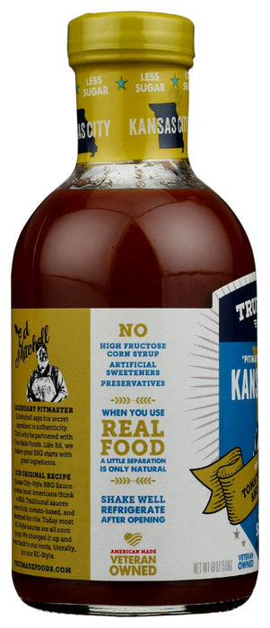 TRUE MADE FOODS: Pitmaster Kansas City Style Original BBQ Sauce Less Sugar, 18 fo