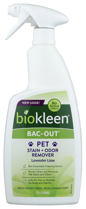 BIOKLEEN: Lavender Lime Bac-Out Pet Stain & Odor Remover Foaming Spray, 32 fo