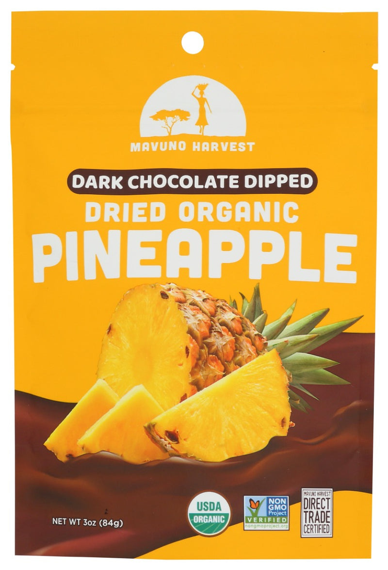 MAVUNO HARVEST: Organic Dried Pineapple Dipped In Dark Chocolate, 3 oz