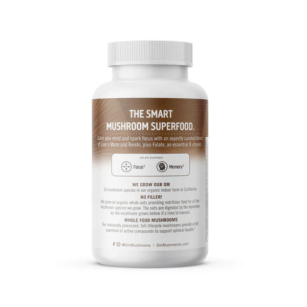 OM ORGANIC MUSHROOM NUTRITION: Brain Fuel Lions Mane Folate, 90 vc