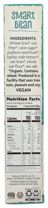 NATURES PATH: Organic Smart Bran Psyllium and Oatbran Cereal, 10.6 oz