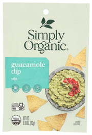 Simply Organic® Guacamole Dip Mix features a lively combination of organic ingredients to mix with fresh avocados for quick, creamy guacamole. Experience the full, zesty flavor of red pepper flakes and cilantro in this favored dip.

