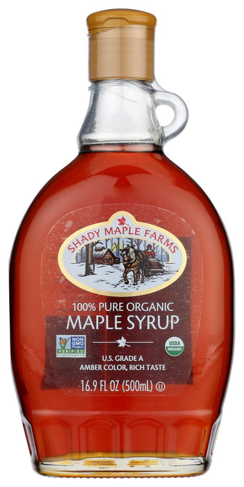 SHADY MAPLE FARMS: Organic Grade A Amber Maple Syrup, 16.9 Oz