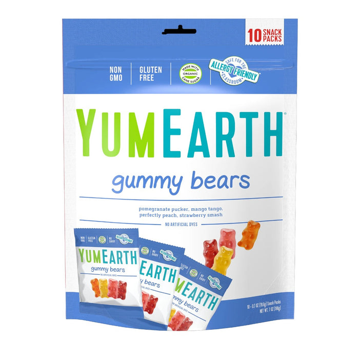 YUMEARTH ORGANICS: Gummy Bears 10 Snack Packs, 7 oz