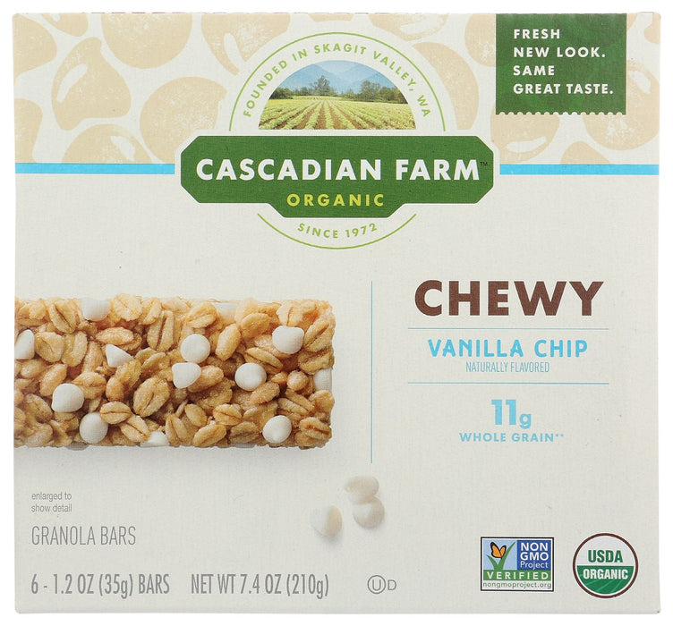 CASCADIAN FARM ORGANIC: Chewy Vanilla Chip Granola Bar, 7.4 oz