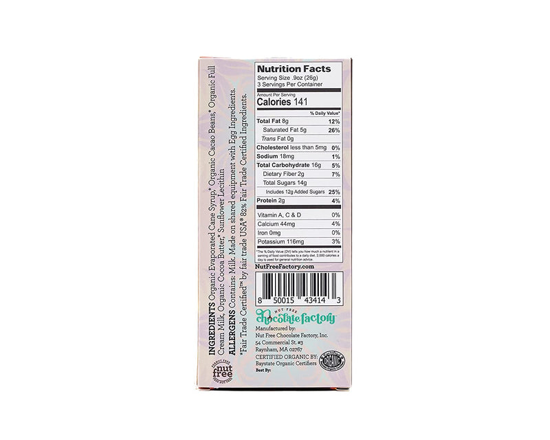 NUT FREE CHOCALATE FACTOR: Bar Milk Chocolate Org, 2.8 OZ