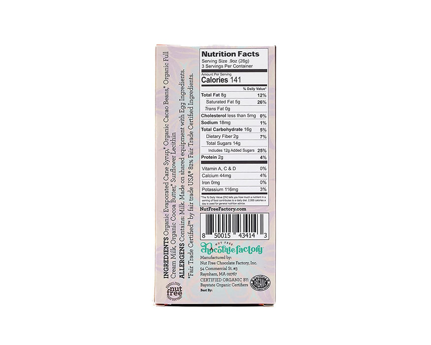 NUT FREE CHOCALATE FACTOR: Bar Milk Chocolate Org, 2.8 OZ