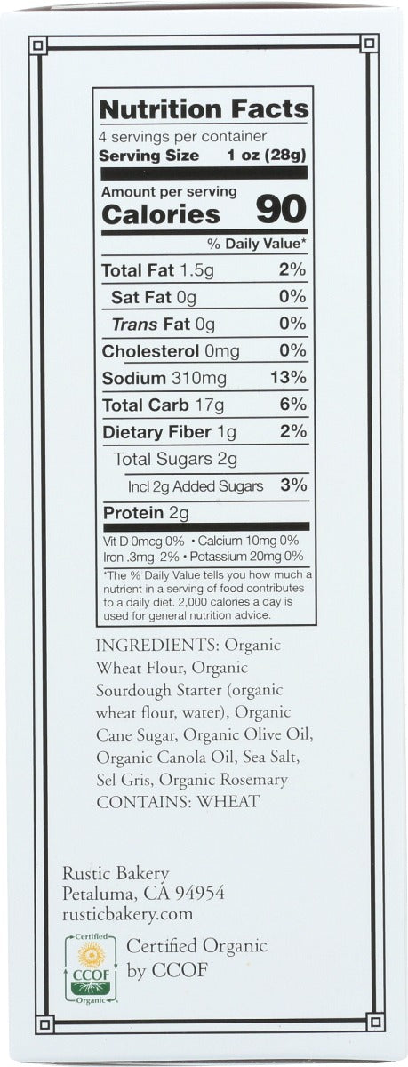RUSTIC BAKERY: Rosemary & Olive Oil Organic Flatbread Bite, 4 oz