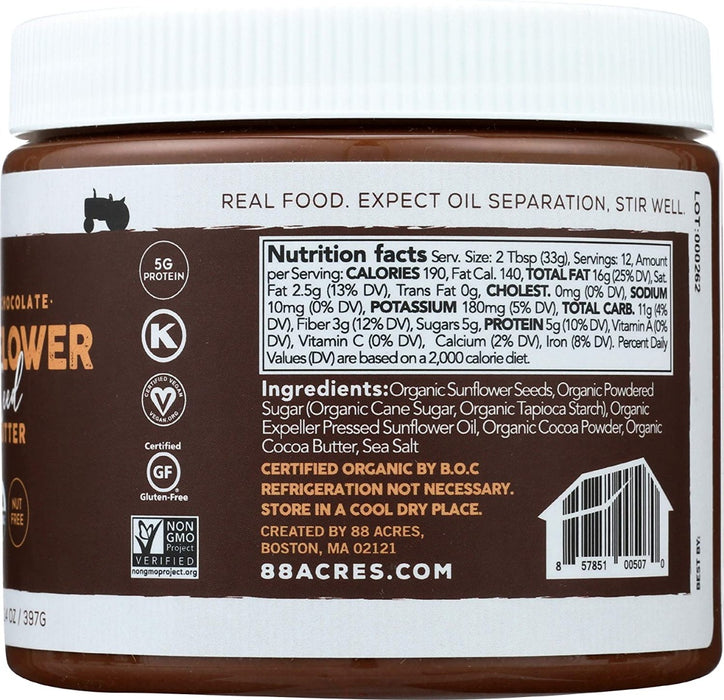 88 ACRES: Dark Chocolate Sunflower Seed Butter, 14 oz