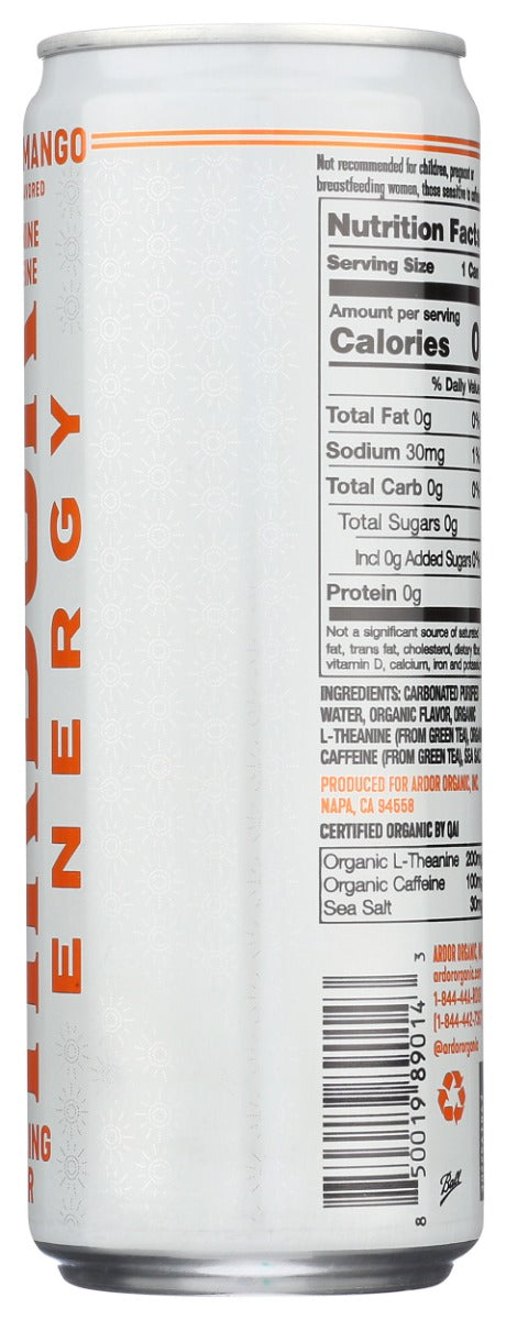 ARDOR ORGANIC INC: Tropical Mango Sparkling Water, 12 fo