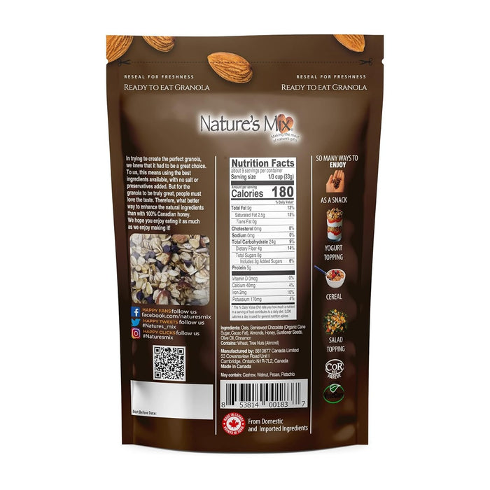 NATURES MIX: Granola Semisweet Chocolate Chip, 10.6 oz