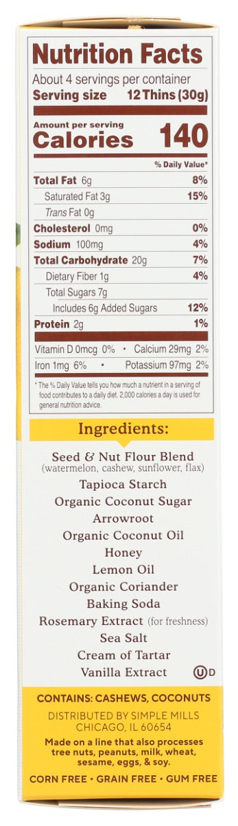 SIMPLE MILLS: Sweet Thins Lemon, 4.25 oz