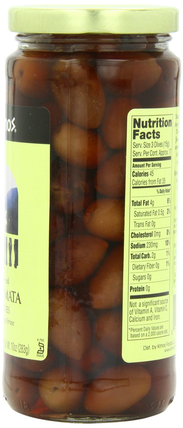 KRINOS: Imported Kalamata Olives in Vinegar Brine, 16 oz