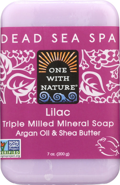 ONE WITH NATURE: Lilac Soap With Dead Sea Minerals Argan Oil and Shea Butter, 7 oz