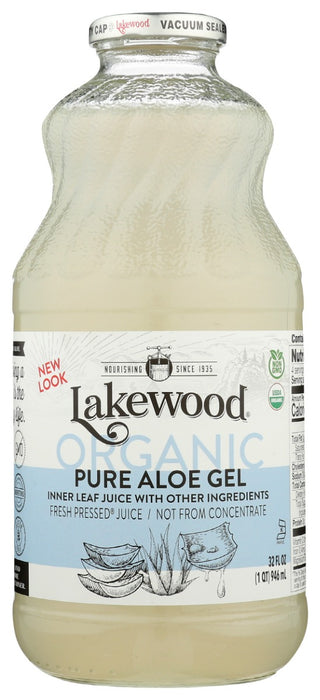 Discover the soothing essence of Lakewood Organic Pure Aloe Gel Juice, where each 32-ounce bottle is lovingly crafted from 3 lbs. of organic aloe. This is not just a beverage; it's an invitation to experience the pure, hydrating qualities of aloe, meticulously designed to bring a splash of nature's tranquility to your day.  