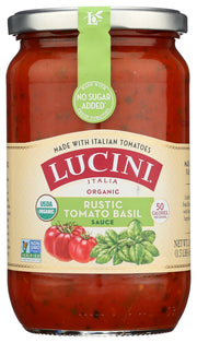 Delicately cooked in small batches, Lucini's line of organic pasta sauces only use the freshest ingredients, packed with garden-fresh flavor, sourced from producers in Tuscany. This organic sauce celebrates the flavors of fresh tomatoes and fresh basil.