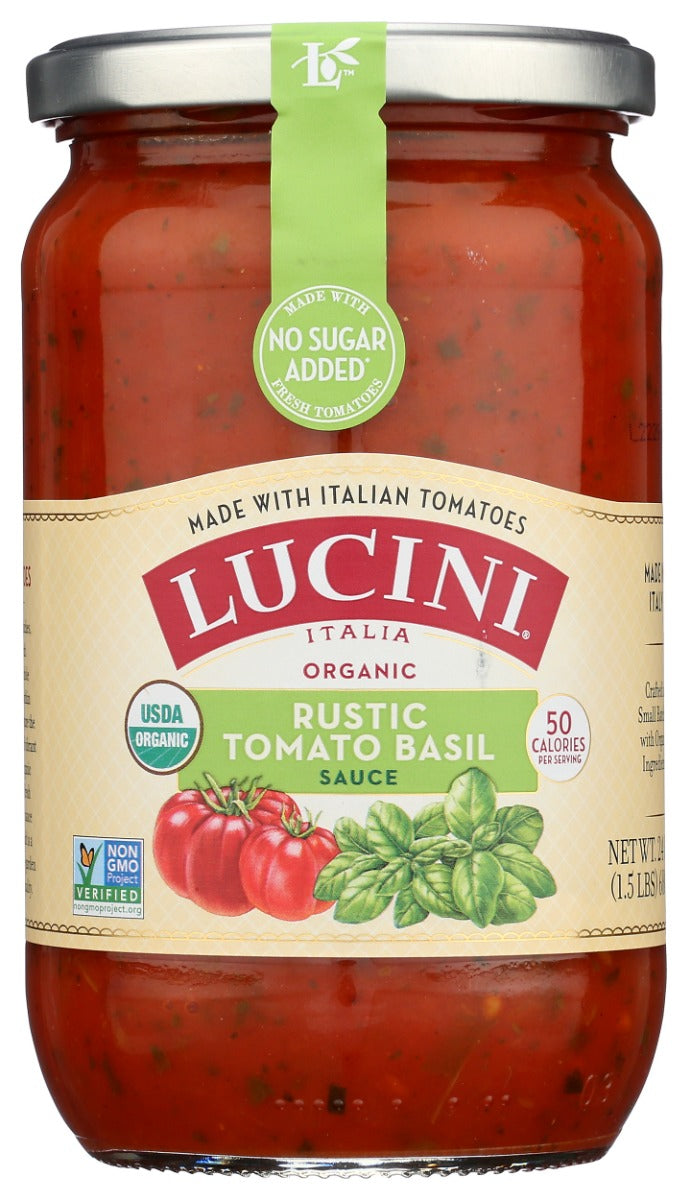 Delicately cooked in small batches, Lucini's line of organic pasta sauces only use the freshest ingredients, packed with garden-fresh flavor, sourced from producers in Tuscany. This organic sauce celebrates the flavors of fresh tomatoes and fresh basil.