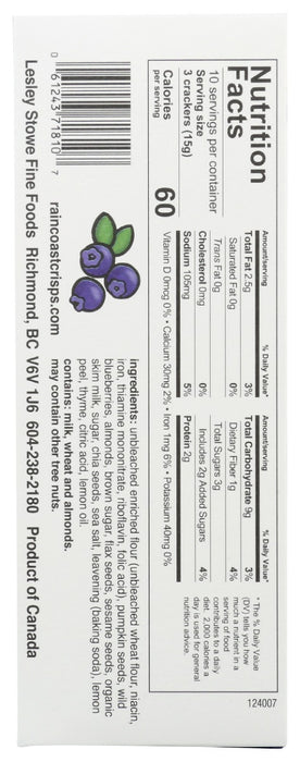 LESLEY STOWE: Wild Blueberry and Almond Crackers, 5.3 oz