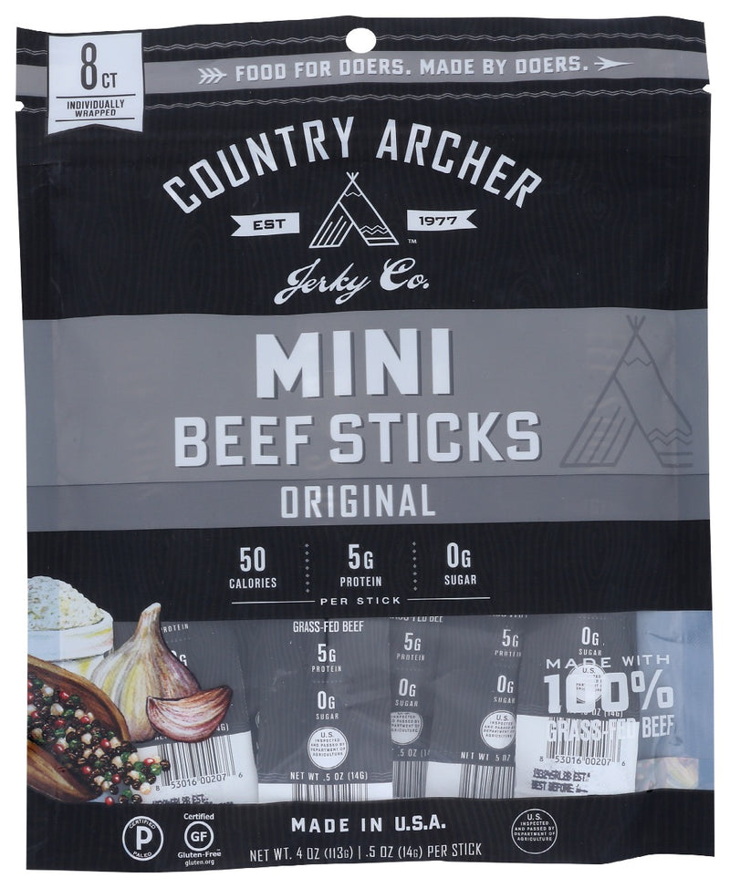 COUNTRY ARCHER: Beef Stick Original Mini, 4 oz - No Brand For Less