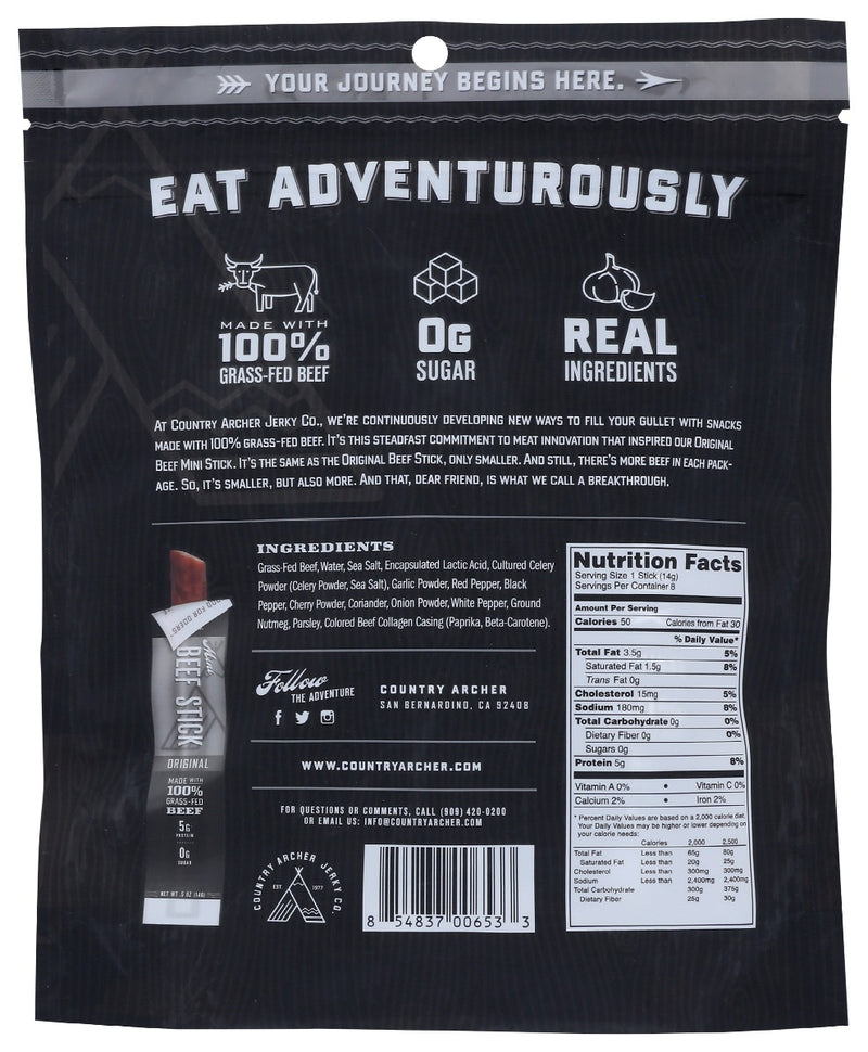COUNTRY ARCHER: Beef Stick Original Mini, 4 oz - No Brand For Less