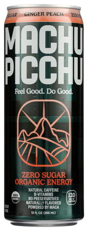 MACHU PICCHU: Craft Organic Energy Series Zero Sugar Ginger Peach, 12 fo