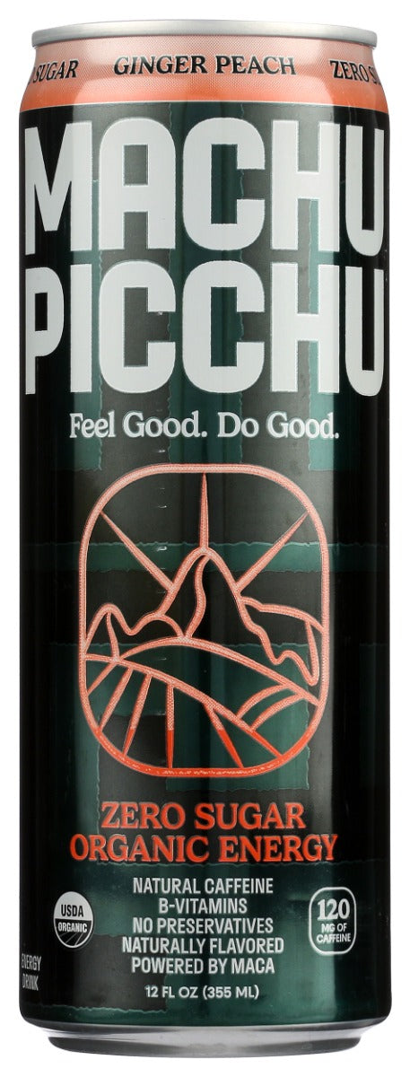 MACHU PICCHU: Craft Organic Energy Series Zero Sugar Ginger Peach, 12 fo